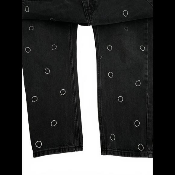 FALL CLEARANCE NWOT Asos Alien Rhinestone Embellished Mom Jeans - Sz 30 - Picture 3 of 4